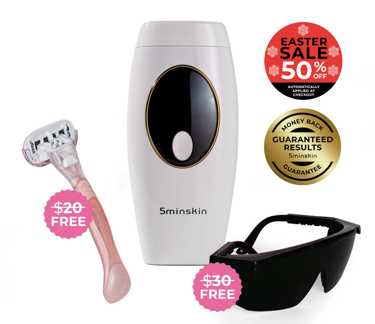 5MINSKIN AT-HOME LASER HAIR REMOVAL HANDSET - 50% OFF EASTER SALE