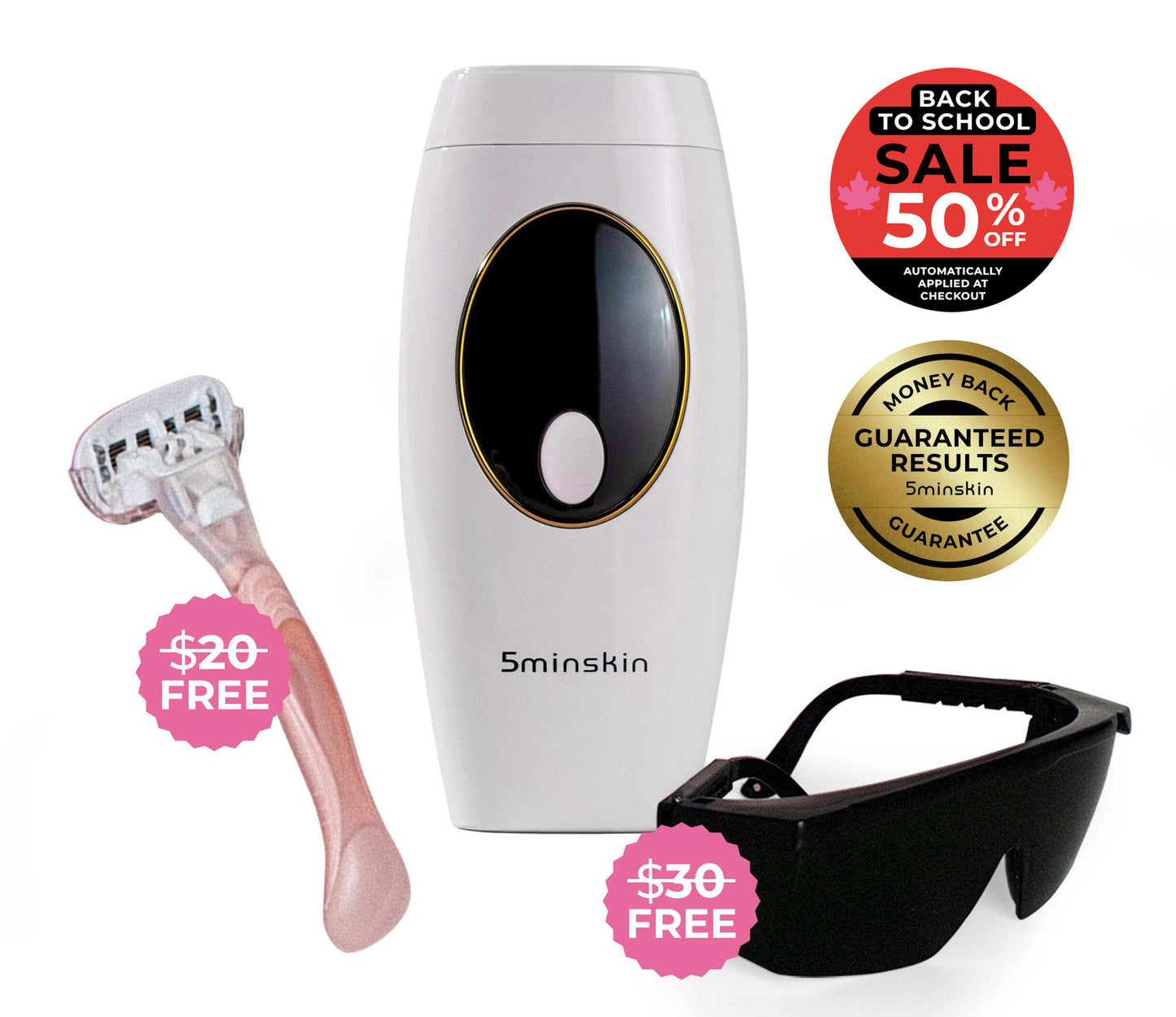 5MINSKIN AT-HOME LASER HAIR REMOVAL HANDSET - 50% OFF BACK TO SCHOOL SALE