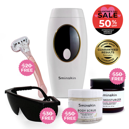 5MINSKIN AT-HOME LASER HAIR REMOVAL HANDSET - 50% OFF VALENTINE'S DAY SALE + 4 FREE GIFTS (WORTH $150)