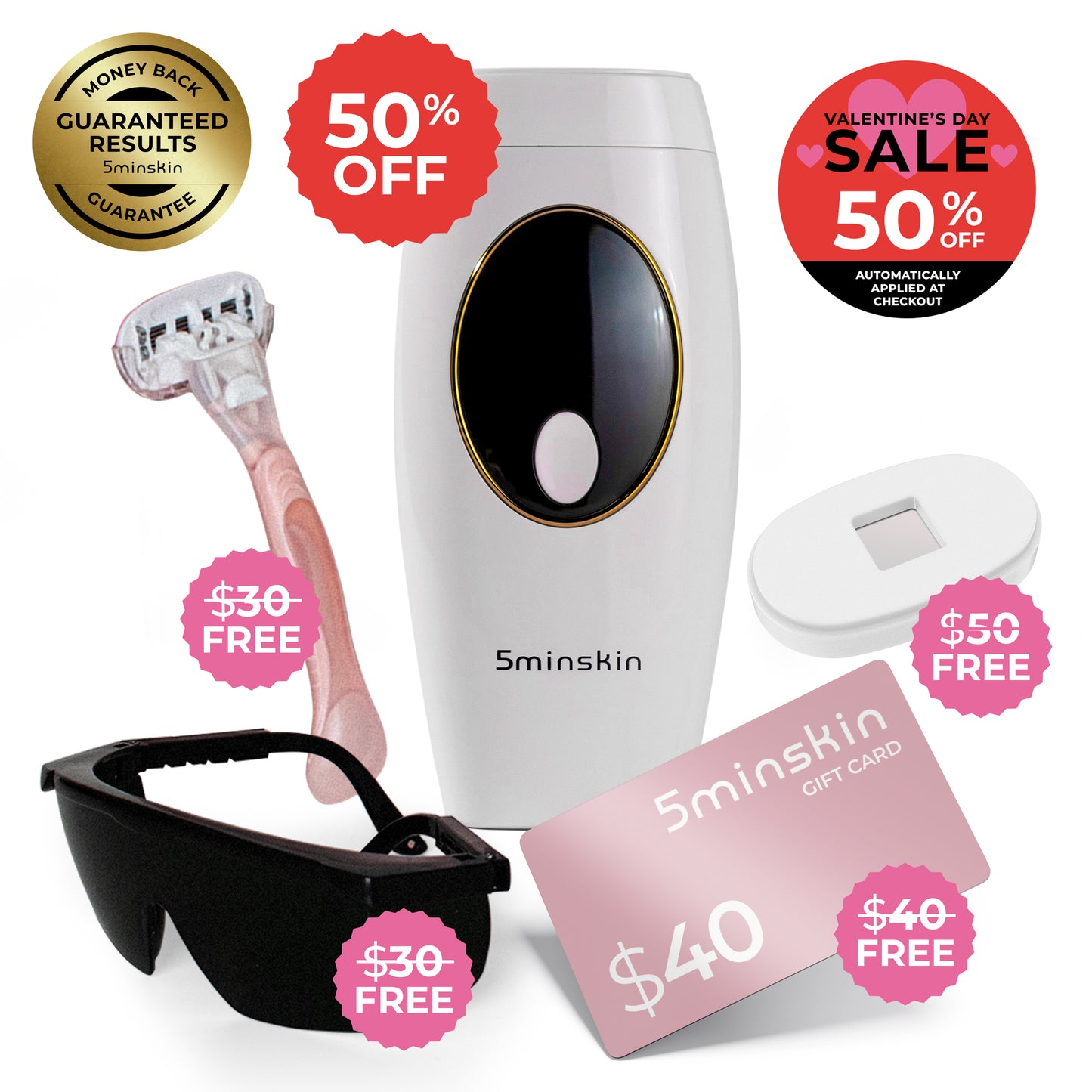 5MINSKIN AT-HOME LASER HAIR REMOVAL HANDSET - 50% OFF VALENTINE'S DAY SALE