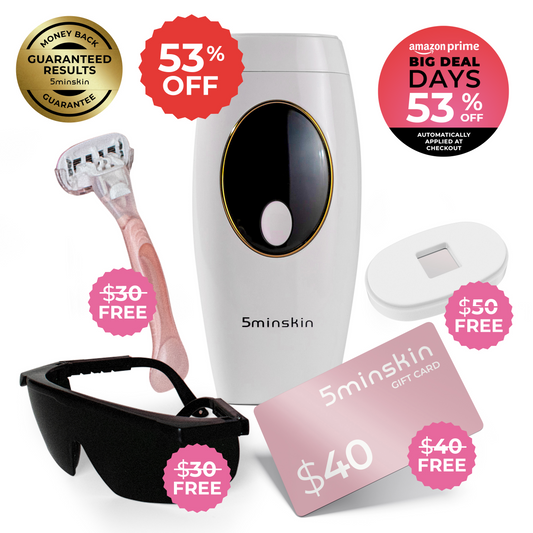 5MINSKIN AT-HOME LASER HAIR REMOVAL HANDSET - 53% OFF AMAZON PRIME DAY  SALE + 4 FREE GIFTS (WORTH $150)